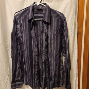 Vertically striped long sleeve button down